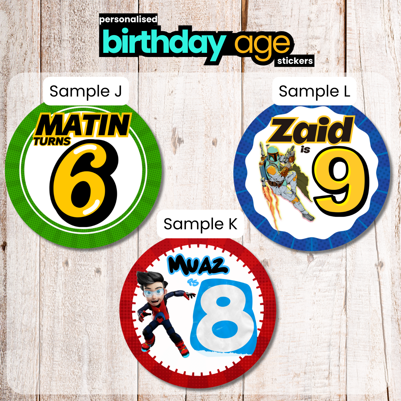 Personalised Birthday Age Stickers
